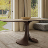 Walnut Colored Veneer Matte Rock Dining Table