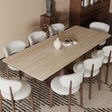 Walnut Colored Veneer Matte Rock Dining Table