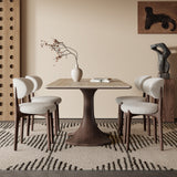 Walnut Colored Veneer Matte Rock Dining Table