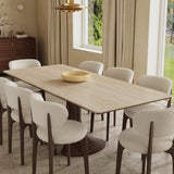 Walnut Colored Veneer Matte Rock Dining Table