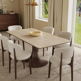 Walnut Colored Veneer Matte Rock Dining Table