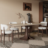 Walnut Colored Veneer Matte Rock Dining Table