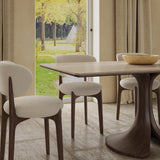 Walnut Colored Veneer Matte Rock Dining Table