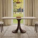 Walnut Colored Veneer Matte Rock Dining Table