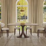 Walnut Colored Veneer Matte Rock Dining Table