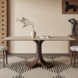 Walnut Colored Veneer Matte Rock Dining Table