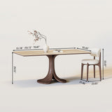 Walnut Colored Veneer Matte Rock Dining Table