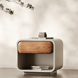 Cream Style Bedroom Cube Nightstand with One Drawer