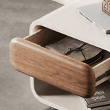 Cream Style Bedroom Cube Nightstand with One Drawer