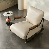 Modern Upholstered Rocking Chair with Footstool Rocker Recliner