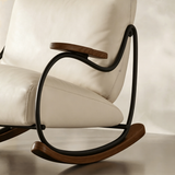 Modern Upholstered Rocking Chair with Footstool Rocker Recliner