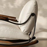 Modern Upholstered Rocking Chair with Footstool Rocker Recliner