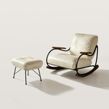 Modern Upholstered Rocking Chair with Footstool Rocker Recliner