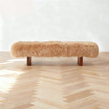 Modern Luxury Sheepskin Covered Bench