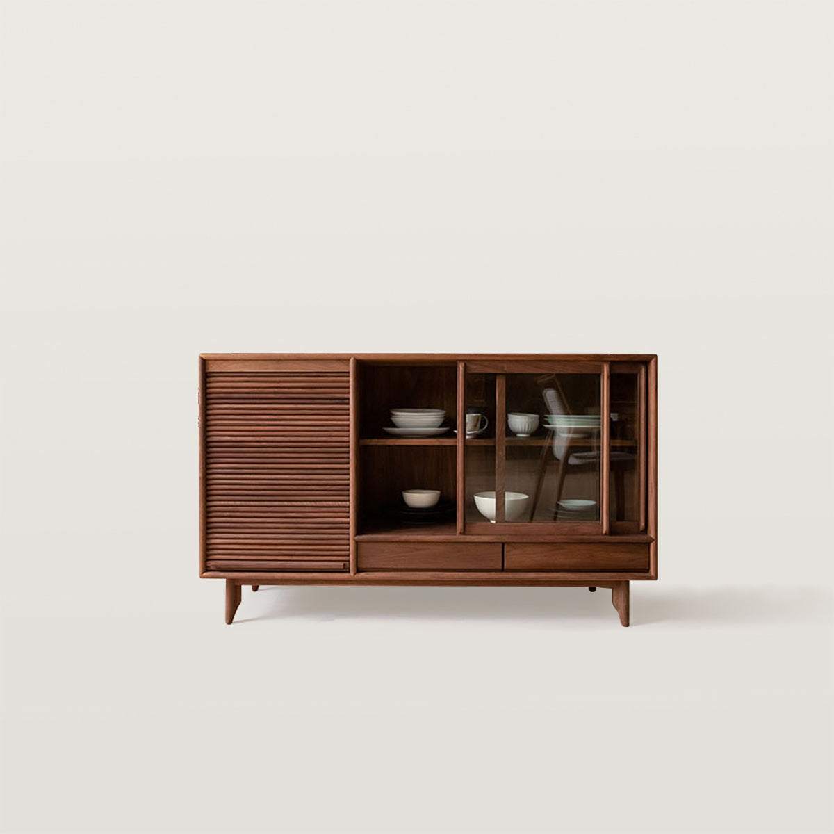 Sideboard Buffet Cabinet with Rolling Shutter Glass Door