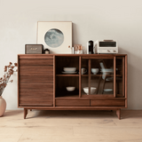 Sideboard Buffet Cabinet with Rolling Shutter Glass Door