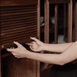 Sideboard Buffet Cabinet with Rolling Shutter Glass Door