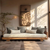 Sofa with Wooden Base and Homestay Style Fabric