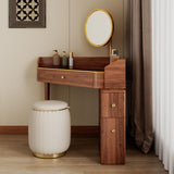 Glass Rock Panel Makeup Vanity with Integrated Storage Cabinet