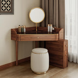 Glass Rock Panel Makeup Vanity with Integrated Storage Cabinet