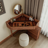 Glass Rock Panel Makeup Vanity with Integrated Storage Cabinet