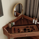Glass Rock Panel Makeup Vanity with Integrated Storage Cabinet