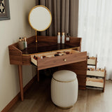 Glass Rock Panel Makeup Vanity with Integrated Storage Cabinet