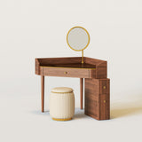 Glass Rock Panel Makeup Vanity with Integrated Storage Cabinet