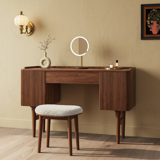 Mid-Century Wooden Makeup Vanity Set Dressing Table