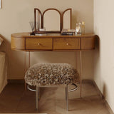 French Retro Makeup Vanity with Triple Folding Mirror