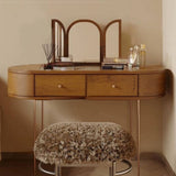 French Retro Makeup Vanity with Triple Folding Mirror