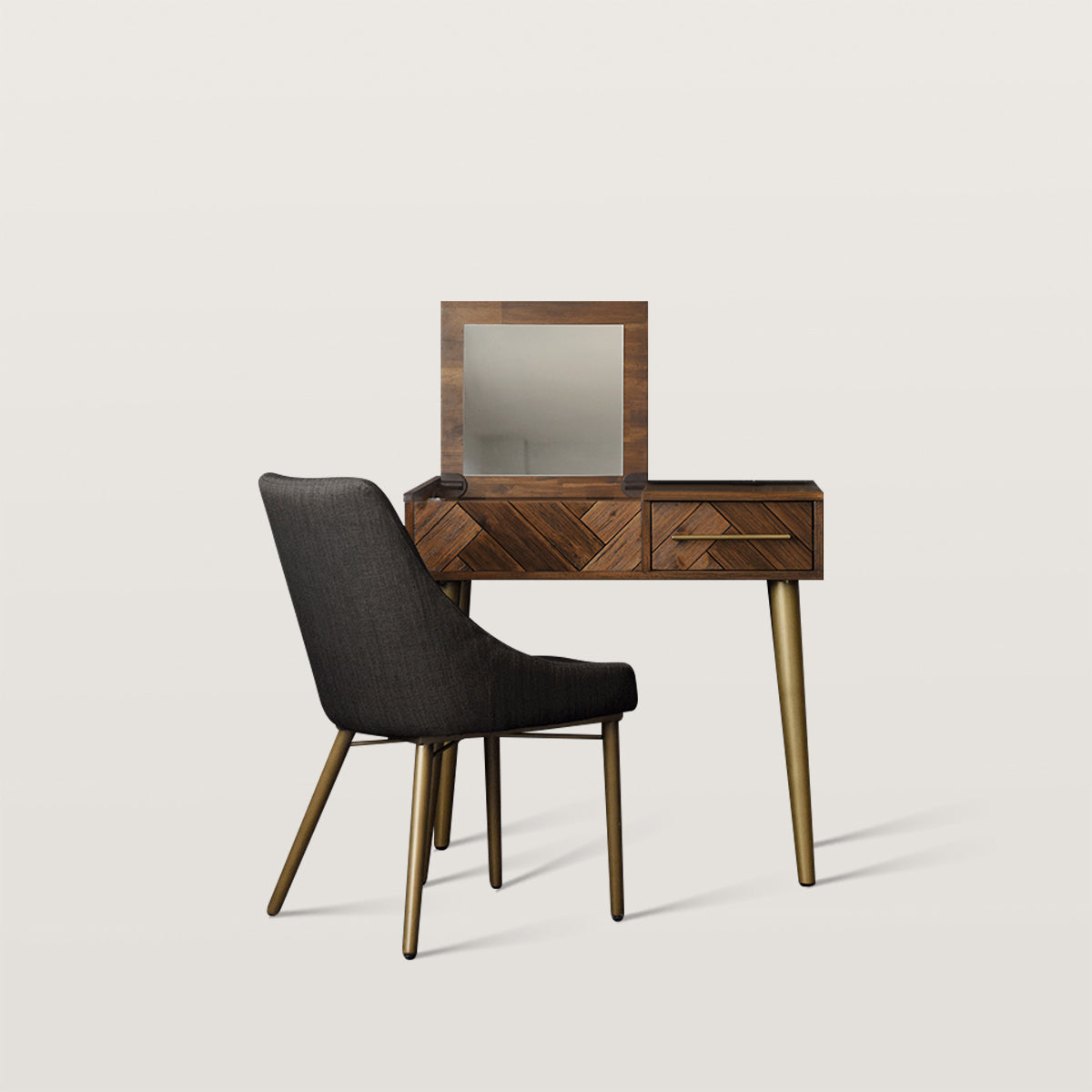 Small Sized Light Luxury Makeup Vanity with Hidden Mirror