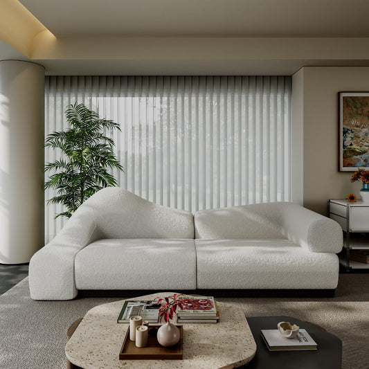 Living Room Lamb Wool Shaped Curved Sofa Bed