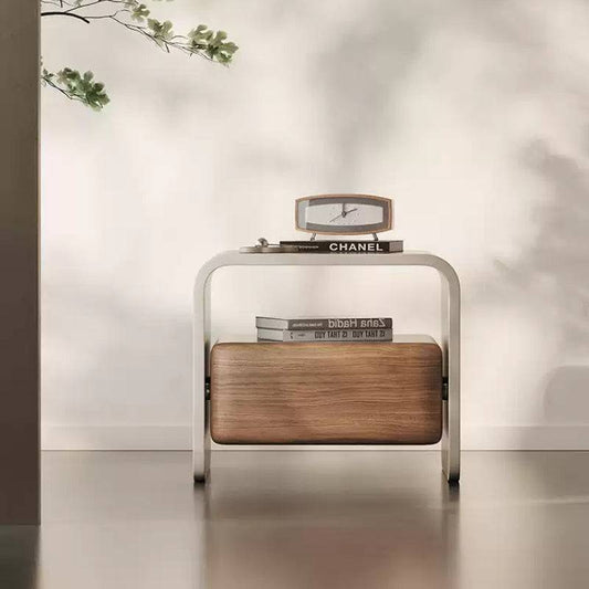 One Drawer Nightstand Bed Side Table with Storage Shelf
