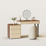 Walnut Makeup Vanity Set with Saddle Leather Finish