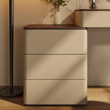 Walnut Makeup Vanity Set with Saddle Leather Finish