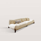 Cream Style Leather Straight Row Sofa with Soft Seat