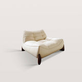 Cream Style Leather Straight Row Sofa with Soft Seat