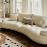 Living Room Curved Leather Sofa with Soft Armrests