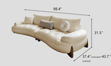 Living Room Curved Leather Sofa with Soft Armrests