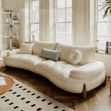 Living Room Curved Leather Sofa with Soft Armrests