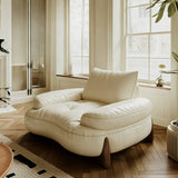 Living Room Curved Leather Sofa with Soft Armrests