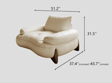 Living Room Curved Leather Sofa with Soft Armrests