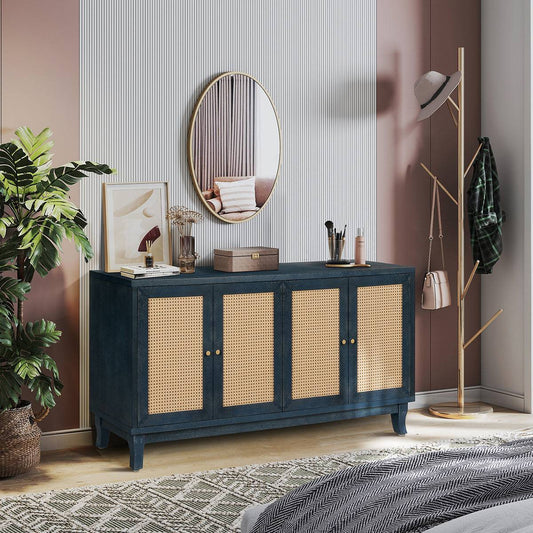 59inch Large Rattan Sideboard Buffet Cabinet with Storage