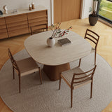 Square Wood Pedestal Dining Table for 4 Seater
