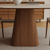 Square Wood Pedestal Dining Table for 4 Seater
