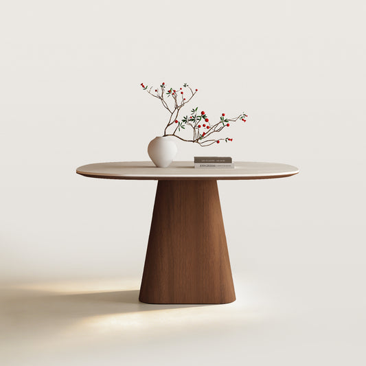 Square Wood Pedestal Dining Table for 4 Seater