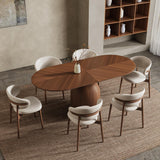 Rectangular Oval Black Walnut Wood Spliced Dining Table