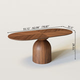 Rectangular Oval Black Walnut Wood Spliced Dining Table