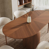 Rectangular Oval Black Walnut Wood Spliced Dining Table